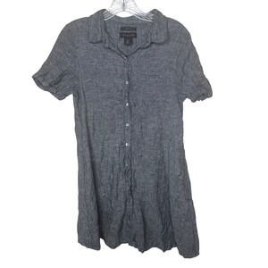 tahari button front linen dress Tahari Size M Button-Down Linen Sleeveless Collared Short Dress - Stripes NWT